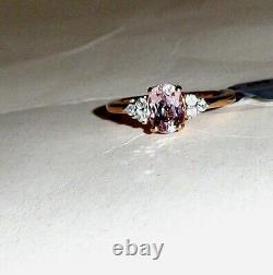 10K Rose Gold Rare Pink Kunzite Oval Solitaire & W Zircon Ring, 1.25(TCW), 2.05G