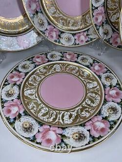 12 Rare Antique Haviland Limoges Large Rose/floral Heavy Gold Dinner Plates 10