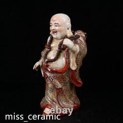 12 Rare Qing dynasty Porcelain mark famille rose cloth bag arhat Buddha statue