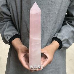 1730g Natural Pink Rose quartz obelisk rare powder crystal wand point healing