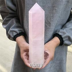 1730g Natural Pink Rose quartz obelisk rare powder crystal wand point healing