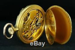 1890's Rare Ulysse Nardin Locle Rose Cut Diamond 18K Yellow Gold Pocket Watch 32