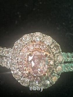 18K Solid Gold 0.82 Cttw Natural Rare Pink & White Diamond Ring 8.5