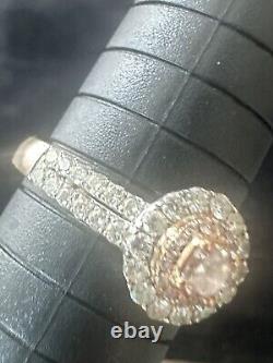 18K Solid Gold 0.82 Cttw Natural Rare Pink & White Diamond Ring 8.5