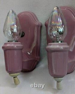 1930s RARERose Pink Art Deco Porcelain Sconces Bath Bathroom -REWIRED