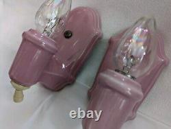 1930s RARERose Pink Art Deco Porcelain Sconces Bath Bathroom -REWIRED