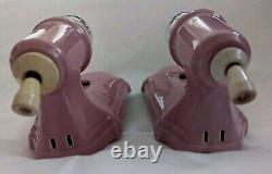 1930s RARERose Pink Art Deco Porcelain Sconces Bath Bathroom -REWIRED