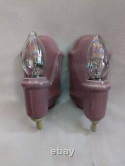 1930s RARERose Pink Art Deco Porcelain Sconces Bath Bathroom -REWIRED