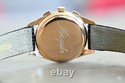 1957 Longines 6595 Cal 30CH 18K Rose Gold Flyback Chronograph 37mm RARE with Box