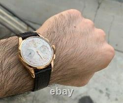 1957 Longines 6595 Cal 30CH 18K Rose Gold Flyback Chronograph 37mm RARE with Box