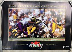 1991 National Championship Washington Huskies Football Rose Bowl Poster RARE