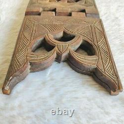 19c Antique Handmade Carved Holy Book Keeping Rose Wood Folding Book Stand Rare