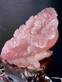 1pc Rare Natural pink rose Quartz Crystal Chinese cabbage carved decoration gift
