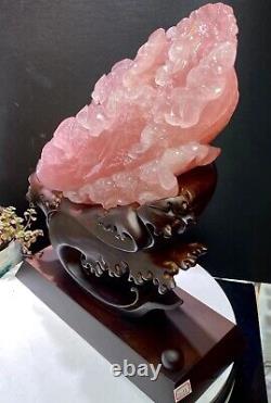 1pc Rare Natural pink rose Quartz Crystal Chinese cabbage carved decoration gift