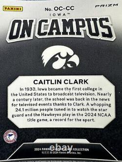 2024 #OC-CC Panini-Caitlin Clark Collection On Campus Rare Pink Prizm SSP Nice