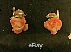 $4000.00 Tiffany & Co 18K Solid Gold Sea Coral Reef Earrings Pierced Rare Rose