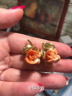 $4000.00 Tiffany & Co 18K Solid Gold Sea Coral Reef Earrings Pierced Rare Rose