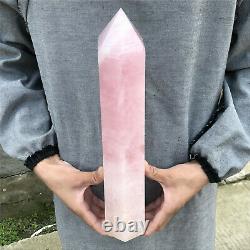 4210g Natural Pink Rose quartz obelisk rare powder crystal wand point healing