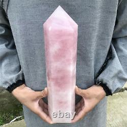 4210g Natural Pink Rose quartz obelisk rare powder crystal wand point healing
