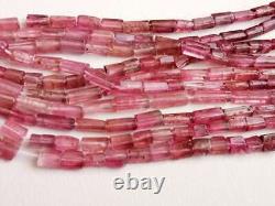 4-10mm Rare Pink Tourmaline Faceted Pipe Beads, Natural Pink Tourmaline Fancy