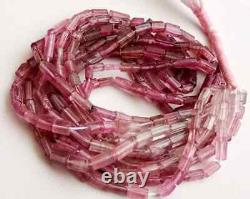 4-10mm Rare Pink Tourmaline Faceted Pipe Beads, Natural Pink Tourmaline Fancy