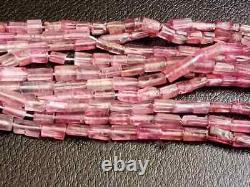 4-10mm Rare Pink Tourmaline Faceted Pipe Beads, Natural Pink Tourmaline Fancy