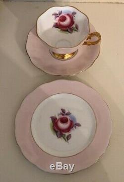 4 Sets Very Rare- Royal Albert Painters Rose Gold Trim Tea Cup, Plate & Saucer