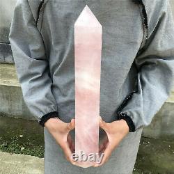 5060g Natural Pink Rose quartz obelisk rare powder crystal wand point healing
