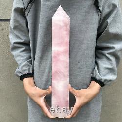 5470g Natural Pink Rose quartz obelisk rare powder crystal wand point healing