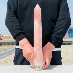 5.84lb Natural Pink Rose Quartz Obelisk Rare Powder Crystal Wand Point Healing
