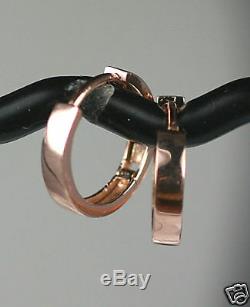 5/8 Solid 14K PINK ROSE Gold 14mm Huggies Hoop Earring ITALY 1.5g RARE Beauty