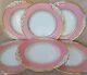 (6) Antique Coalport England Pink&gold Embossed Porcelain Dinner Plates Rare