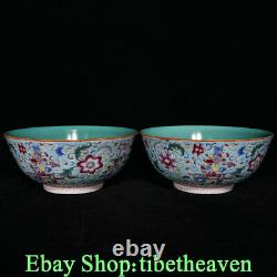6 Rare Marked Old Chinese Famille Rose Porcelain Palace Flower Bowl Bowls Pair
