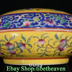 7.4 Rare Marked Old Chinese Famille Rose Porcelain Palace Dragon Peach Box