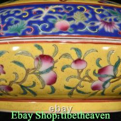 7.4 Rare Marked Old Chinese Famille Rose Porcelain Palace Dragon Peach Box