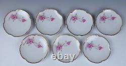 7 Rare 4 Butter Pat Dish Plate Haviland Baltimore Rose Limoges Porcelain Pink
