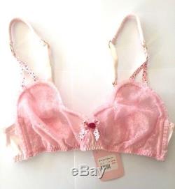 AGENT PROVOCATEUR SUKI Heart Bra RARE M Pink Velvet Rose Bow $150 NWT