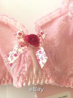 AGENT PROVOCATEUR SUKI Heart Bra RARE M Pink Velvet Rose Bow $150 NWT