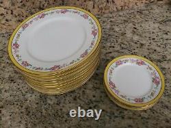 AYNSLEY ENGLAND FOR RICH & FISHER NY c1905, 15 PLATES rare yellow pink rose