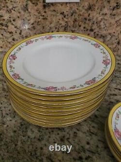 AYNSLEY ENGLAND FOR RICH & FISHER NY c1905, 15 PLATES rare yellow pink rose