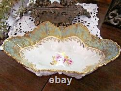 AYNSLEY Rare pink rose gold gilt footed bowl embossed shell base 1920s England