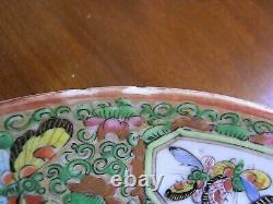 Antique 19th c. Chinese Porcelain Famille Rose Plate with Rare Temple & Bats