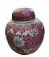 Antique Chinese Pot Porcelain Ginger Pink Jar Cap Famille Rose Rare Old 20th