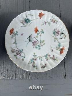 Antique Chinese Qing Lobed Tongzhi Mark Period Rare Bowl And Dish Together