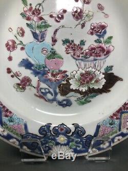 Antique Chinese Yongzheng 1723-1735 Famille Rose Porcelain Dish Plate Rare Model