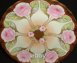 Antique Limoges Plate Hand Painted Roses Gold Bower & Dotter France Signed Rare