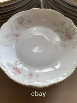 Antique O P Co. Syracuse China Pink Rose Crescent plates/saucers Rare