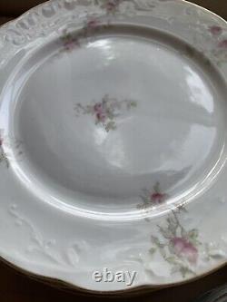 Antique O P Co. Syracuse China Pink Rose Crescent plates/saucers Rare