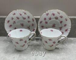 Antique RARE 2- Royal Albert Crown China Rose Chintz Tea Cups & Saucers