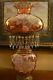 Antique Vintage Amber Rose Gwtw Rare Hurricane Gone With The Wind Lamp Large